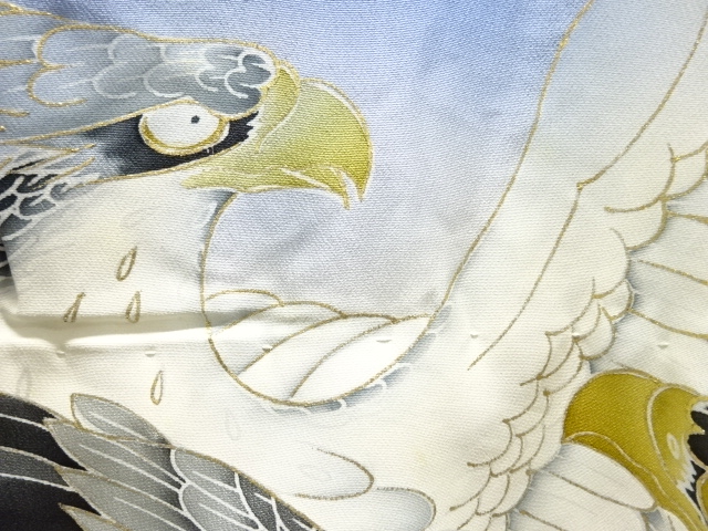 アンティーク　鷹に鍔模様紋付男児着物